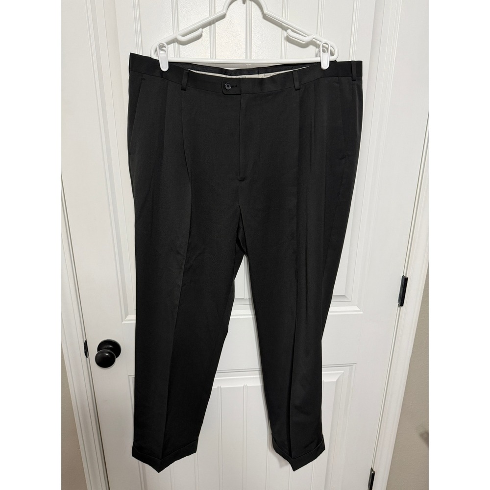 Perry Ellis Portfolio Dress Pants Mens 42x30 Pleated Cuffed Black EUC Slacks